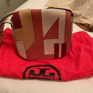 Tory Burch pink patchwork shoulder bag
